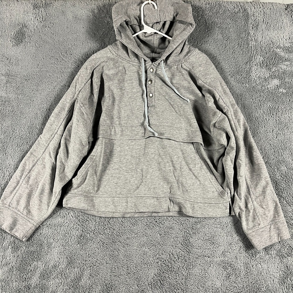 Anthropologie Daily Practice Henley Sweatshirt Womens XL Snap Pullover Boho Y2K